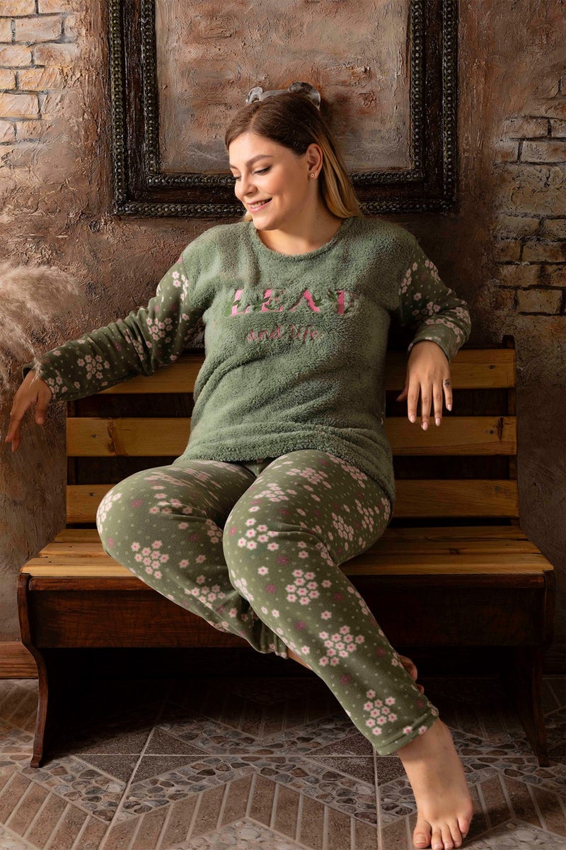 Nisanca Large Plush Fleece Pajama Set Winter Large Women's Pajamas  - Image 3
