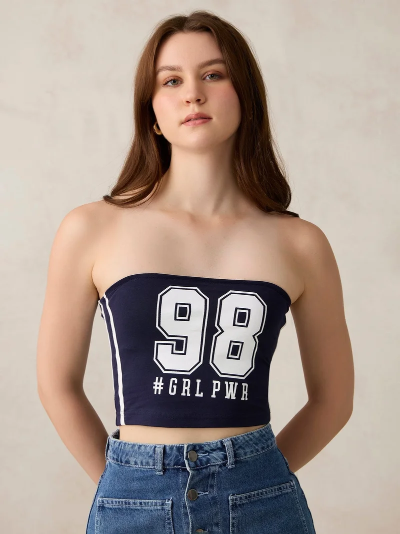 Navy Blue Varsity Tube Top