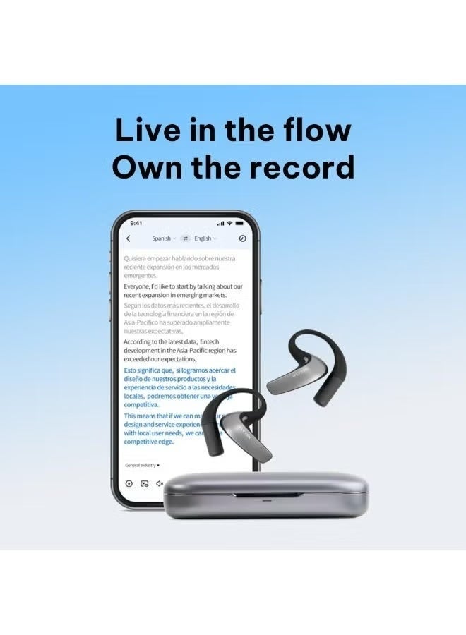 iFLYTEK AI Translation Earbuds, Real-Time Interpretation & Live Subtitles, AI Noise Reduction, 8m Long-Range Pickup, 17 Professional Modes for iOS/Android, Bluetooth 6.0 – Grey - Image 2