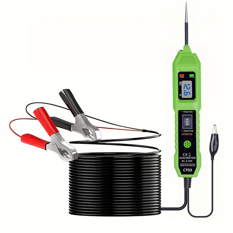 Circuit Tester 6 24V Automotive Electric Circuit Tester With Voltage Display LED Light Buzzer Prompt Power Circuit Probe Kit Green For All Vehicles - Image 1