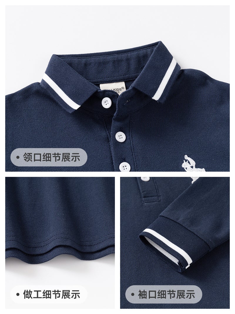 Children'S Long-Sleeved T-Shirt 2026 Spring New Style Boys' Polo Shirt Baby Bottoming Lapel Top Trendy Kidsren'S Clothing - Image 5