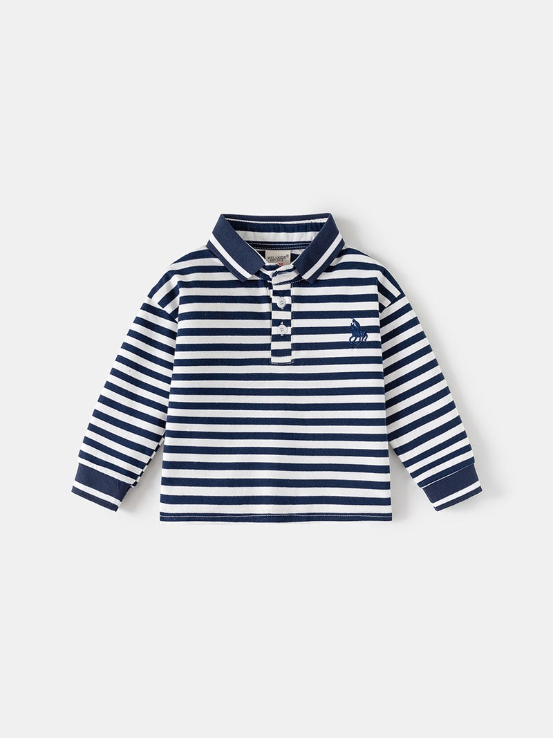 Children'S Long-Sleeved T-Shirt 2026 Spring New Style Boys' Polo Shirt Baby Bottoming Lapel Top Trendy Kidsren'S Clothing - Image 4