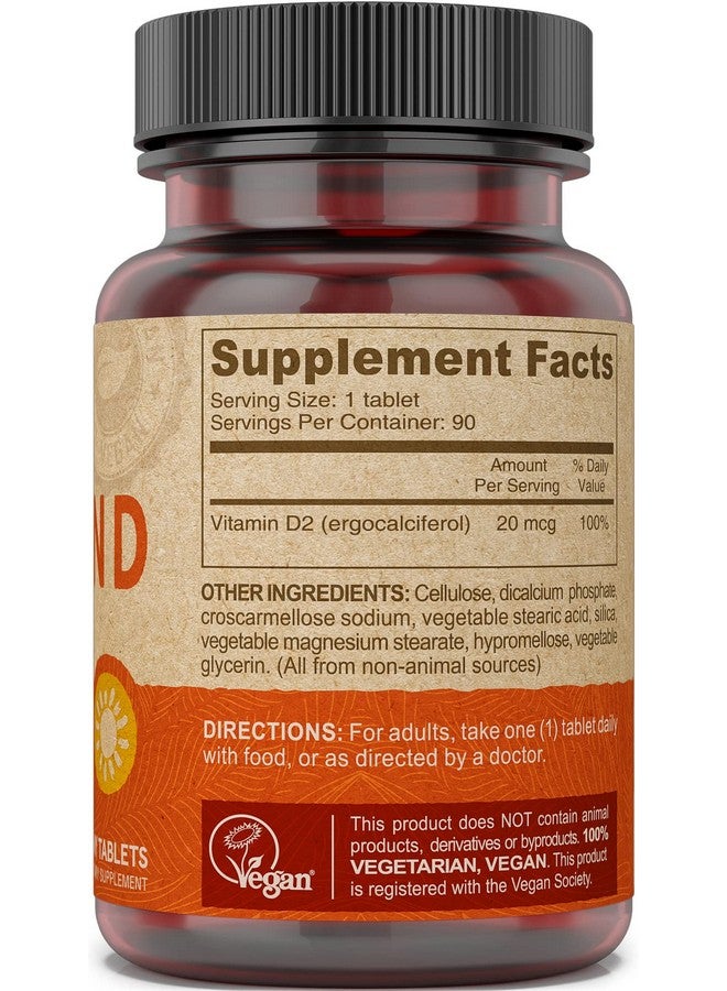 Deva Vegan Vitamin D2 60 mcg 2400 IU, Ergocalciferol Supplement with No Animal Ingredients, 90 Tablets, 1-Pack - Image 3