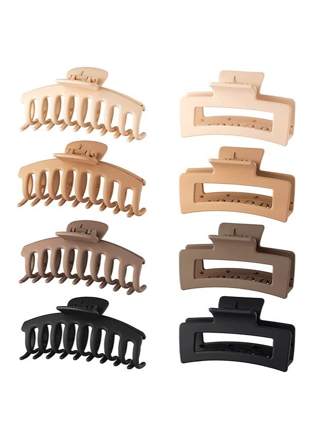 8 Pcs Hair Clips for Women 4.3 Inch Solid Vintage Matte Geometric Hair Claws Keel Clamp & Rectangular Hairpins for Women Thin Thick Curly Hair  - Image 1