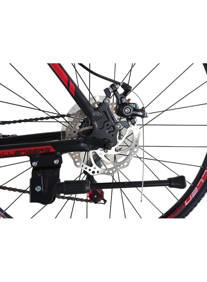 Challengers Aluminum 21-Speed Hybrid Rectangular Sports Bike with Handlebars, Size 27, Rosy - Image 4