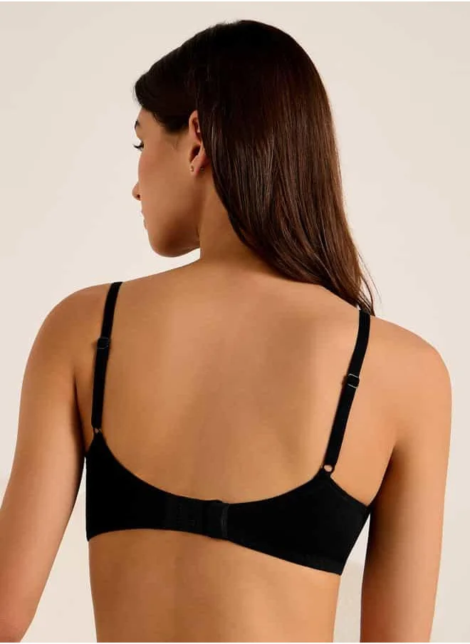 فاف Bow Detail Support Bra with Hook and Eye Closure and Adjustable Strap