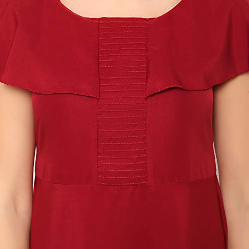 Indietoga Women's Plus Size Maroon Solid Long Maxi Dress (6XL) - Image 3