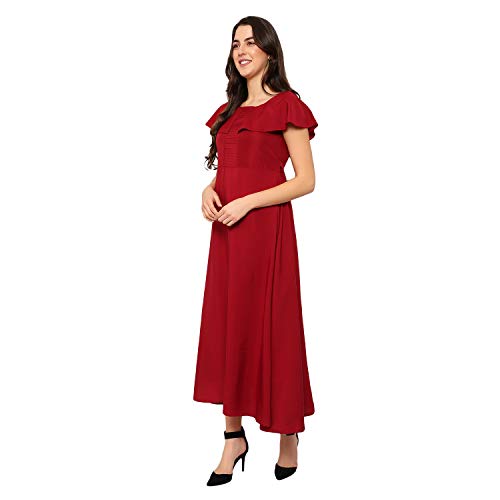 Indietoga Women's Plus Size Maroon Solid Long Maxi Dress (6XL) - Image 5