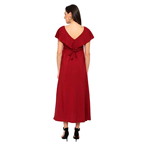 Indietoga Women's Plus Size Maroon Solid Long Maxi Dress (6XL) - Image 4