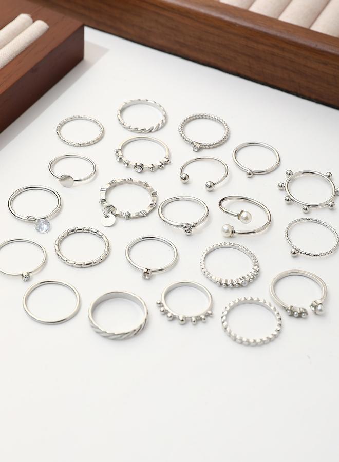 Take Two Set of 22 - Silver Tone Casual Rings - Image 4