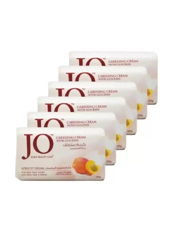 Jo Daily Beauty Care Apricot Dream Bathing Soap, Caressing Cream With Glycerin- 6X125gms