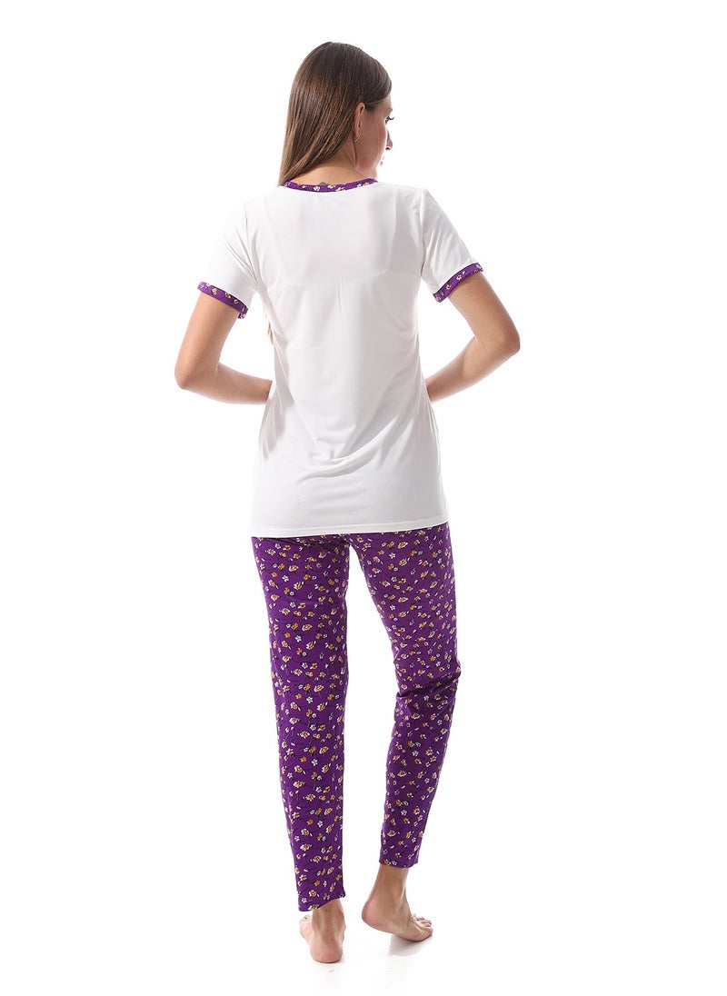 Caesar - Women Pajama Set With Half Sleeves And Printed Photo - Image 1