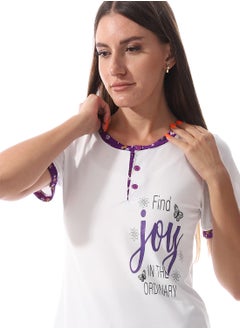 Caesar Women Pajama Set With Half Sleeves And Printed Photo  - Image 3