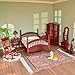 iLAND Vintage Dollhouse Furniture 112 Scale Kids Dollhouse Bedroom Furniture in Mahogany Color incl Dollhouse Bed  Mirror Full Length  Wardrobe  Bedside Table  Rocking Chair Brewster 7pcs - Image 4