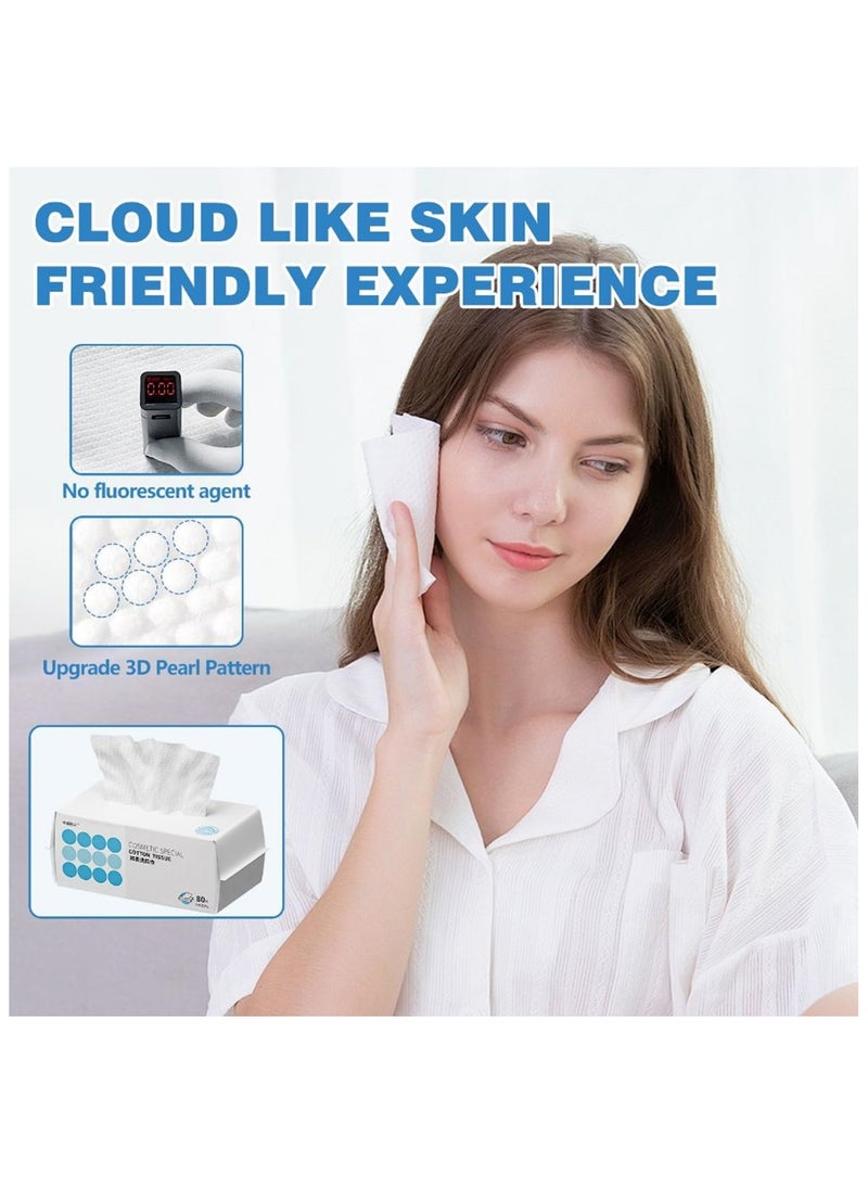 SOLARAE منشفة وجهDisposable، لمسح القطن الناعم الجاف، مناديل وجه لتنظيف وتجفيف، مناديل وجه للتنظيف، العناية بالبشرة وإزالة المكياج (80 قطعة) - Image 3