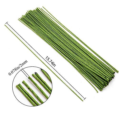 KINJOEK 200 Counts 14 Gauge Floral Wire16 Inch x 2mm Thick CoatedCraft Stem Wire for DIY Floral Arrangements and Decorations - Image 3