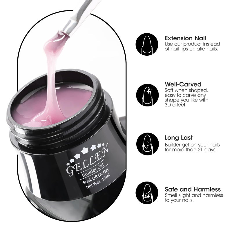 Gellen Builder Nail Gel - 4 Colors Nail Extension Gel Set Nude Gray Brown Purple Hard Gel Builder Nail Strengthener Nail Art Manicure Set - Image 5