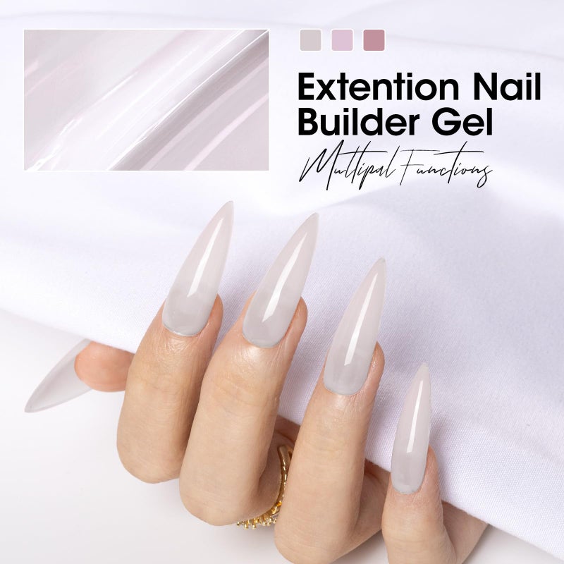 Gellen Builder Nail Gel - 4 Colors Nail Extension Gel Set Nude Gray Brown Purple Hard Gel Builder Nail Strengthener Nail Art Manicure Set - Image 4