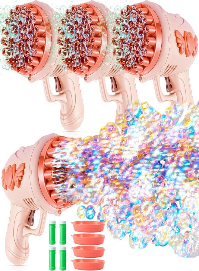 ShinyRelief مجموعة شايني ريليف المكونة من 4 مسدسات فقاعات زفاف، 32 فتحة مع ضوء، زجاجات محلول، صانع فقاعات رومانسي لحفلات الزفاف في الهواء الطلق، هدايا لحفلات الزفاف، دعائم للتصوير، ترفيه لحفل الاستقبال (وردي) - Image 1