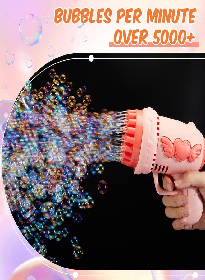 ShinyRelief مجموعة شايني ريليف المكونة من 4 مسدسات فقاعات زفاف، 32 فتحة مع ضوء، زجاجات محلول، صانع فقاعات رومانسي لحفلات الزفاف في الهواء الطلق، هدايا لحفلات الزفاف، دعائم للتصوير، ترفيه لحفل الاستقبال (وردي) - Image 3