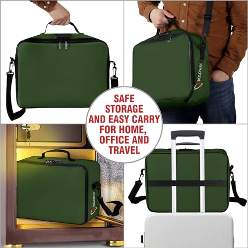 ROLOWAY Fireproof Document Bag with Lock 17 x 118 x 5 inch Important Document Storage Bag with MultiLayer File Organizers Green - Image 3