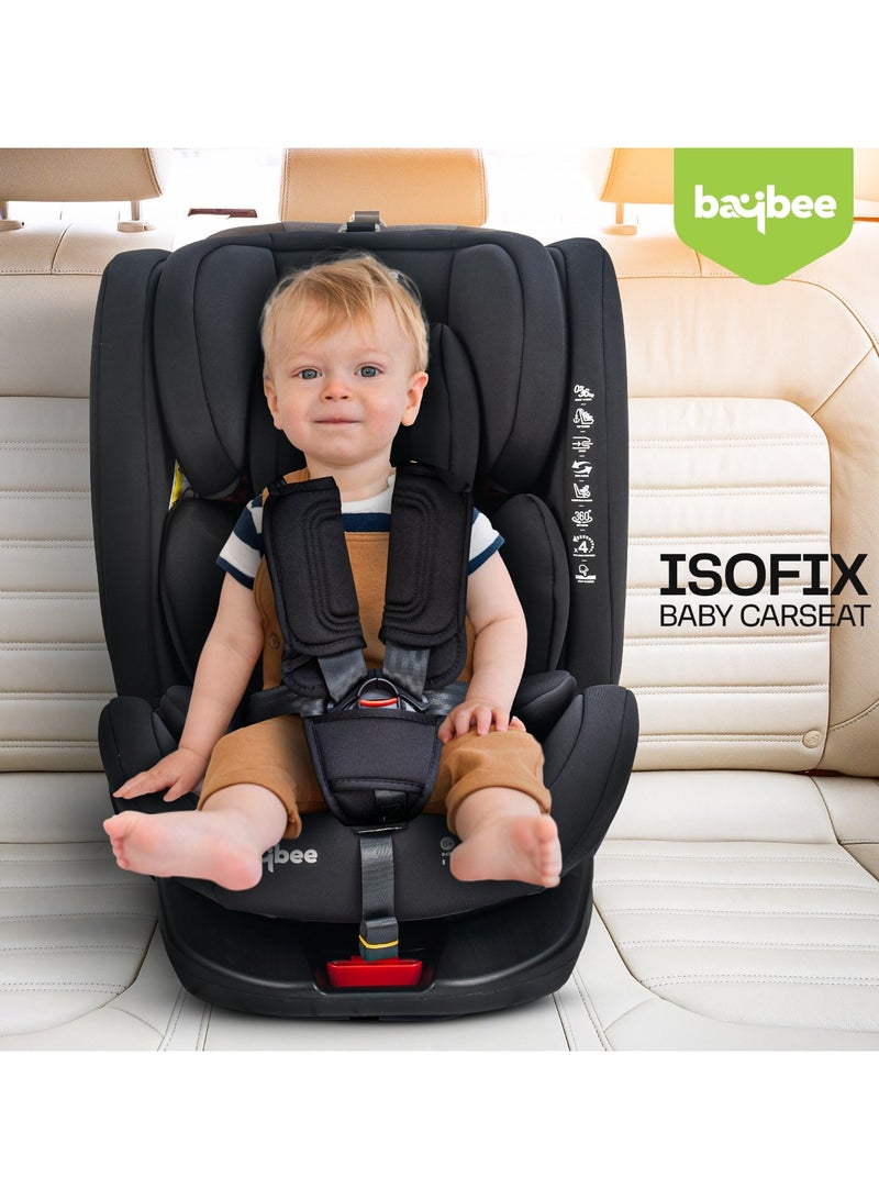 BAYBEE Convertible Car Seat for Baby 0 to 12 Years with 360Â° Rotatable, ISOFIX, 3 Position Recline, Headrest Adjustable ECE R44/04 Safety Certified Baby Car Seat for Toddlers Kids Boys Girls Pure Black - Image 2
