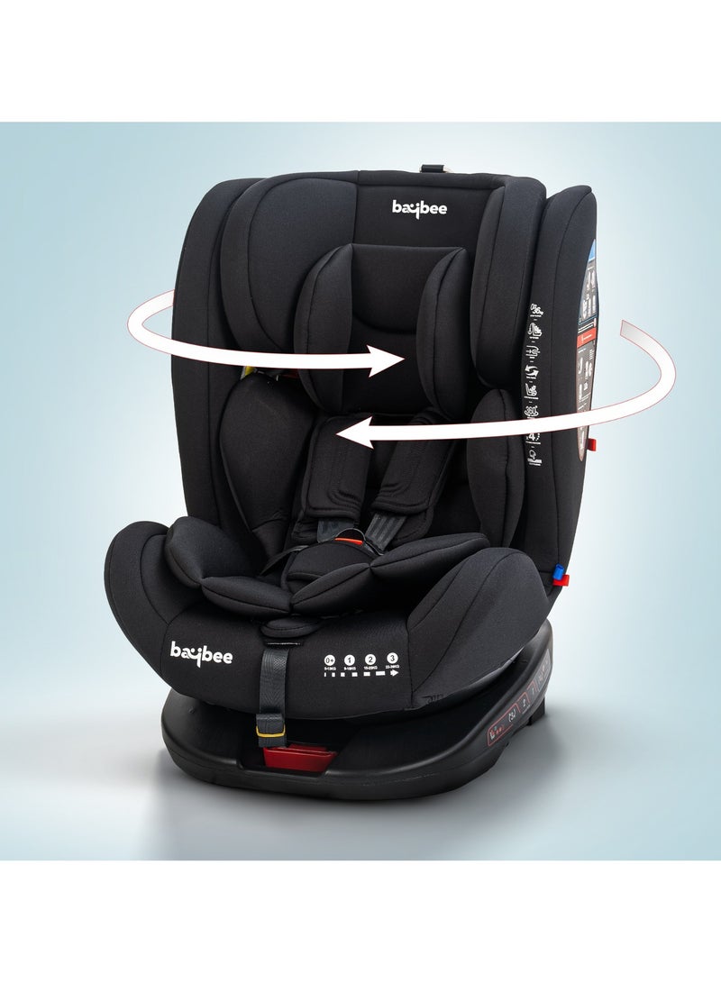 BAYBEE Convertible Car Seat for Baby 0 to 12 Years with 360Â° Rotatable, ISOFIX, 3 Position Recline, Headrest Adjustable ECE R44/04 Safety Certified Baby Car Seat for Toddlers Kids Boys Girls Pure Black - Image 1