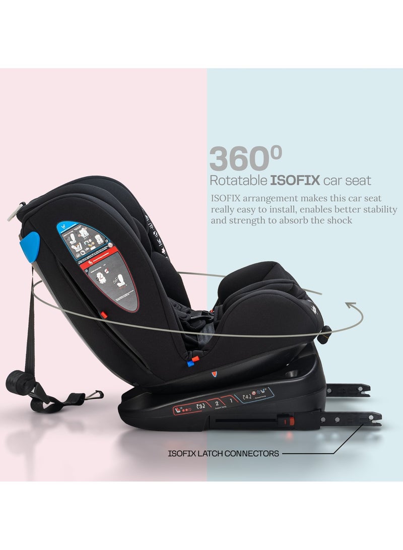 BAYBEE Convertible Car Seat for Baby 0 to 12 Years with 360Â° Rotatable, ISOFIX, 3 Position Recline, Headrest Adjustable ECE R44/04 Safety Certified Baby Car Seat for Toddlers Kids Boys Girls Pure Black - Image 4