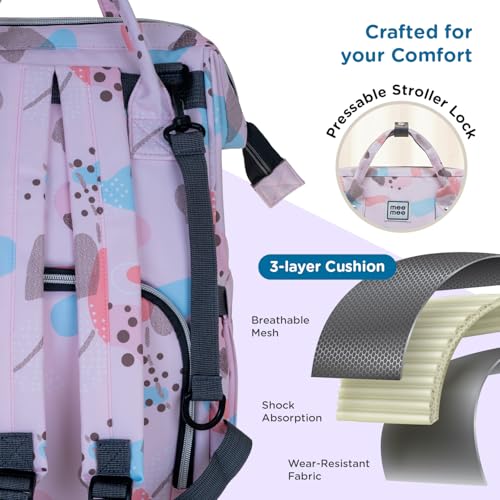 Mee Mee Cuddle Carry Diaper Bag Backpack for Moms & Dads, 20L Large Capacity with 14 Pockets, Insulated Bottle Pockets, Water-Resistant Oxford Fabric, Multi-Functional Baby Travel Tote (Pink) - Image 4