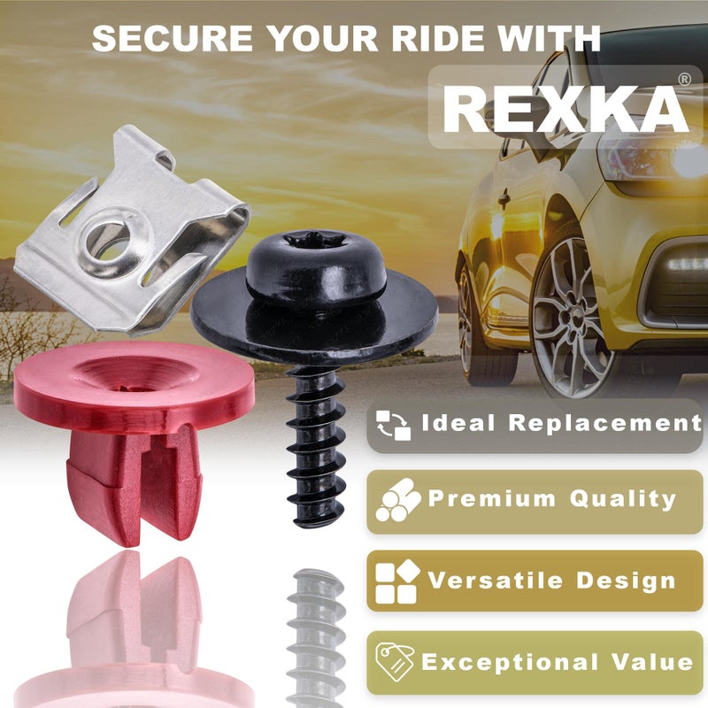 Rexka 10 Sets T30 Engine Splash Shield Guard Undertray Cover Screws Bolt Nut Clip Kit Compatible with Ford Focus Fusion Escape Explorer C-Max Transit Connect Lincoln MKC - one T30 Screwdriver - Image 4