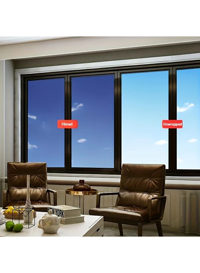 Silvery Heat Control Window Film 40x100cm UV Blocking One Way Privacy Easy Install - Image 3