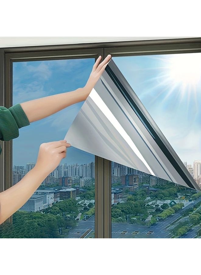Silvery Heat Control Window Film 40x100cm UV Blocking One Way Privacy Easy Install - Image 2