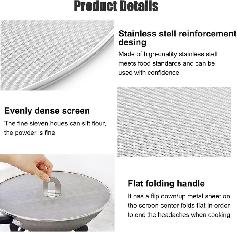 Handook Splatter Screen for Cooking - Stainless Steel Grease Splatter Guard for Frying Pan, No Cooking Oil Mess No Burns, Ultra Fine Mesh Lids Set of 3(10", 11.5", 13") - Image 4