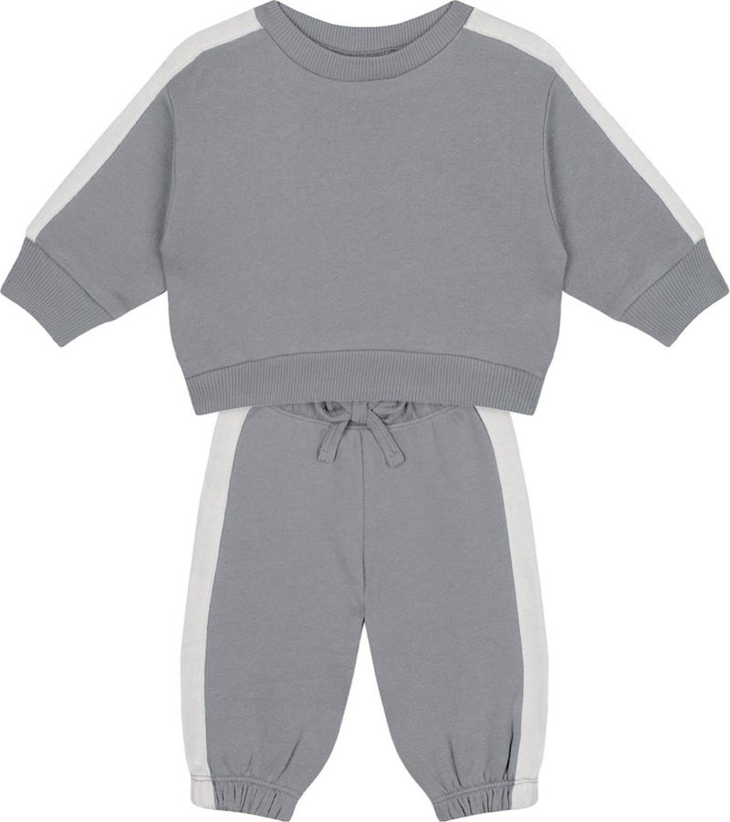 Antebies White Contrast Gray Sweatshirt and Trouser Set  - Image 1