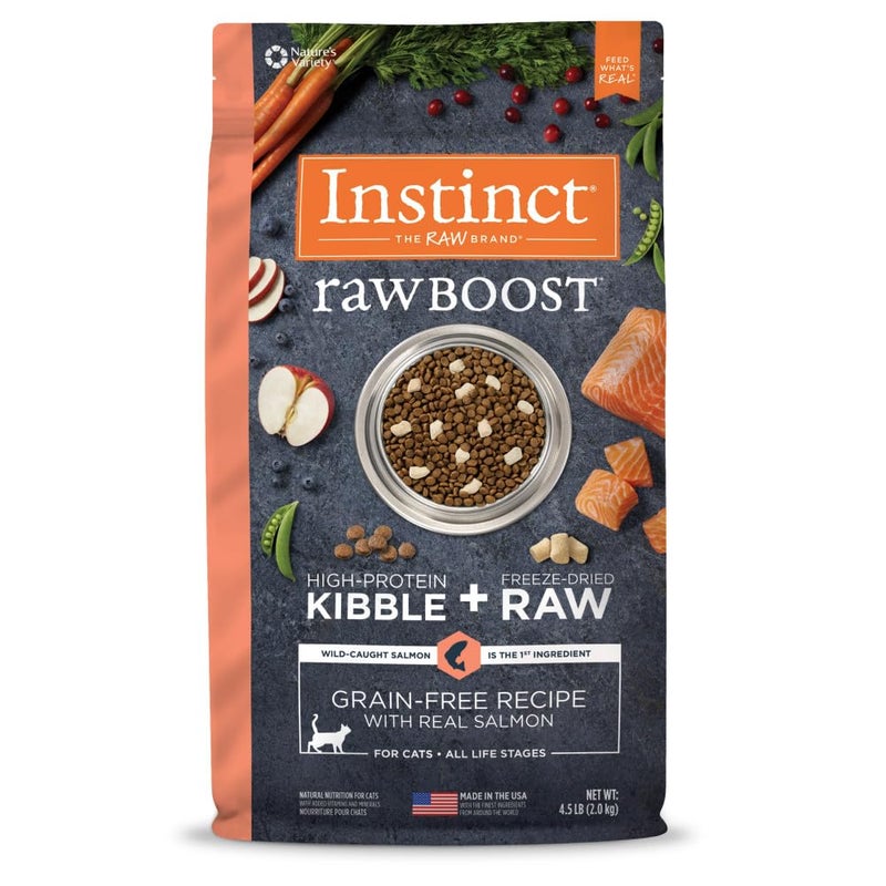 Instinct Raw Boost, Natural Dry Cat Food with Freeze Dried Pieces, High Protein, Grain Free Recipe - Real Salmon, 4.5 lb. Bag - Image 1