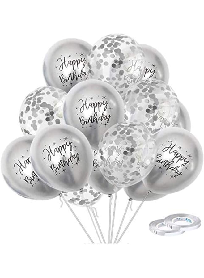 Party Time 5Pcs 12 Silver Premium Thicken Latex Shiny Chrome Balloon And 5Pcs 12 Silver Confetti Balloons For Birthday Wedding Prom Carnival Christmas Graduation Party Decoration - Image 1