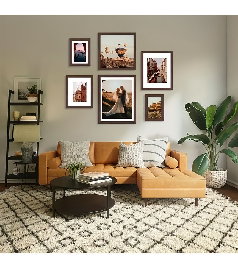 إطارات صور خشبية مقاس 11.81 × 15.75 بوصة، تصميم خشبي حبيبي رمادي فاتح، إطار كلاسيكي أسود، ديكور حائطي للوحات الفنية الكبيرة، عرض مكتبي، هدية فاخرة بدون حصيرة. - Image 4