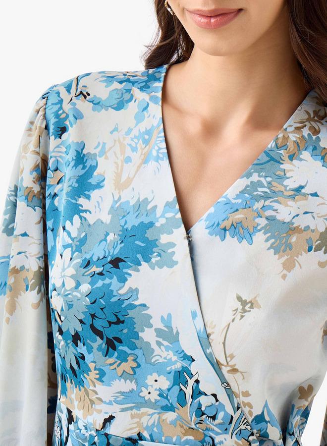 Iconic Regular Fit Wrap Top with Floral Print - Image 4