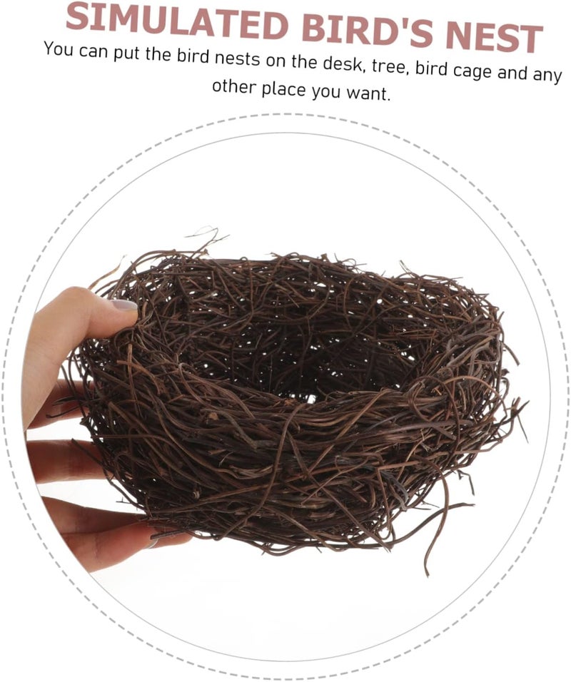 Garneck Rattan Bird Nest Handmade Garden Ornament for Decoration and Photography Prop Rustic Style Faux Nest for Easter and Parties for Birds and Home Decor - Image 4