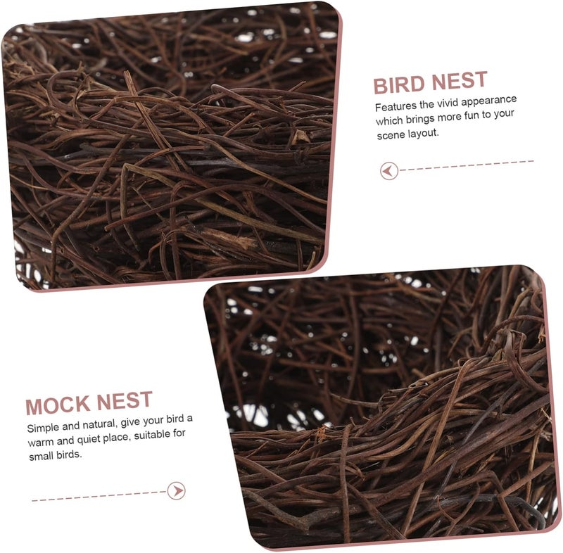 Garneck Rattan Bird Nest Handmade Garden Ornament for Decoration and Photography Prop Rustic Style Faux Nest for Easter and Parties for Birds and Home Decor - Image 3