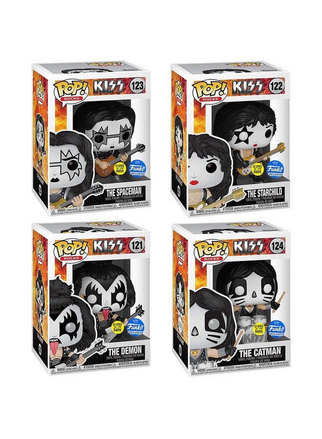Funko POP! KISS: Band Set - Glow in The Dark Collectible Set - Online Exclusive - The Spaceman, The Starchild, The Demon, The Catman - Image 2