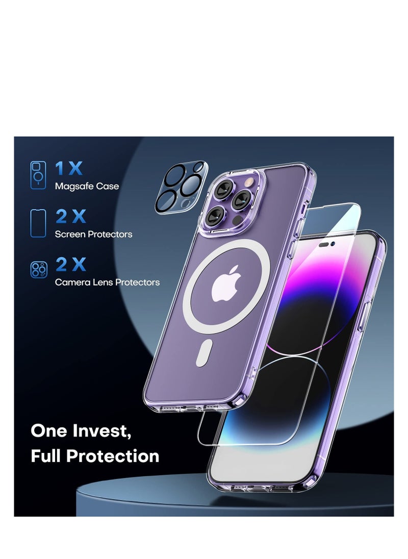 Aookay - Upgraded 1+2+2 Magnetic Case compatible with iPhone 15 Pro Max Anti Yellowing Fit for Magsafe with Screen Protector 2 Pack and Camera Protector 2 Pack, Clear Case Cover - Image 1
