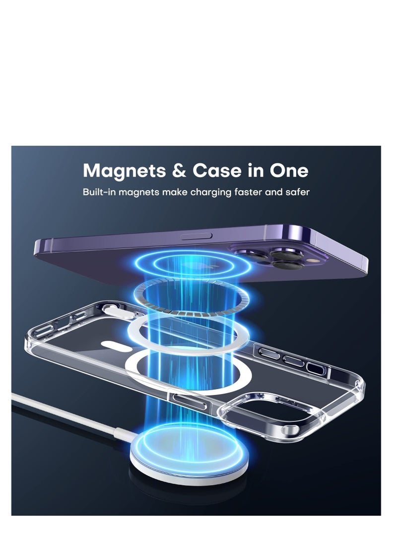 Aookay - Upgraded 1+2+2 Magnetic Case compatible with iPhone 15 Pro Max Anti Yellowing Fit for Magsafe with Screen Protector 2 Pack and Camera Protector 2 Pack, Clear Case Cover - Image 1