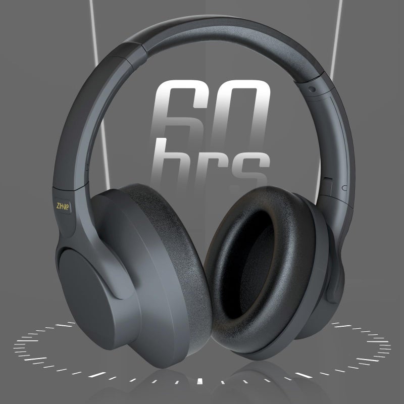 ZIHNIC Active Noise Cancelling Headphones, 60H Playtime Wireless Bluetooth Headset Low Latency-Black - Image 4
