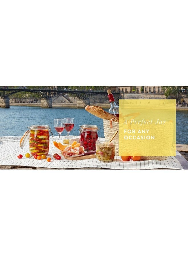 Le Parfait Super Jar, Canning Jars, 1L French Glass Canning Jar w/Round Body, Glass Jars With Airtight Lid, Canning Jars Wide Mouth, Glass Jar With Lid, Clear Jars, Clear Glass Jars (32oz/Quart, 4 pk) - Image 3