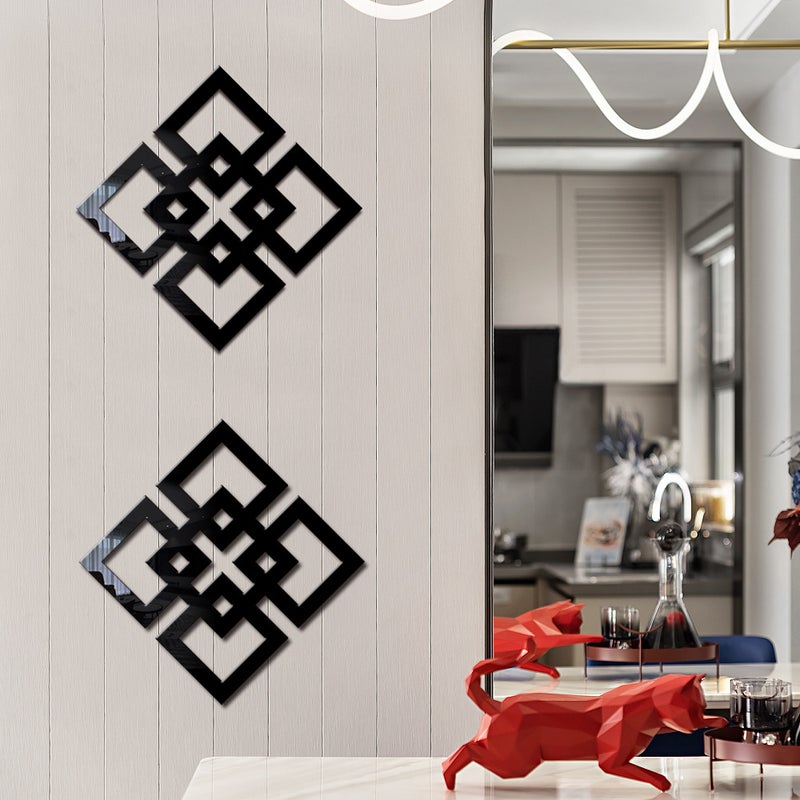 Jm1124-1131 Three-Dimensional Simple Hollow Wooden Acrylic Round Mirror Sticker Home Decorative Mirror Wall Sticker - Image 3