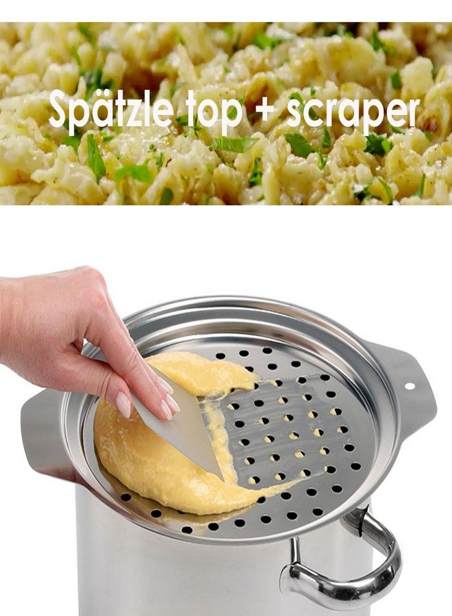 Hicook Stainless Steel Spaetzle Maker Lid with Scraper Traditional German Egg Noodle Maker Pan Pot Spaghetti Strainer - Image 2