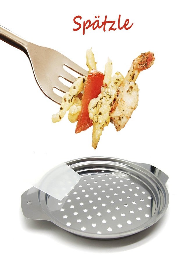 Hicook Stainless Steel Spaetzle Maker Lid with Scraper Traditional German Egg Noodle Maker Pan Pot Spaghetti Strainer - Image 3