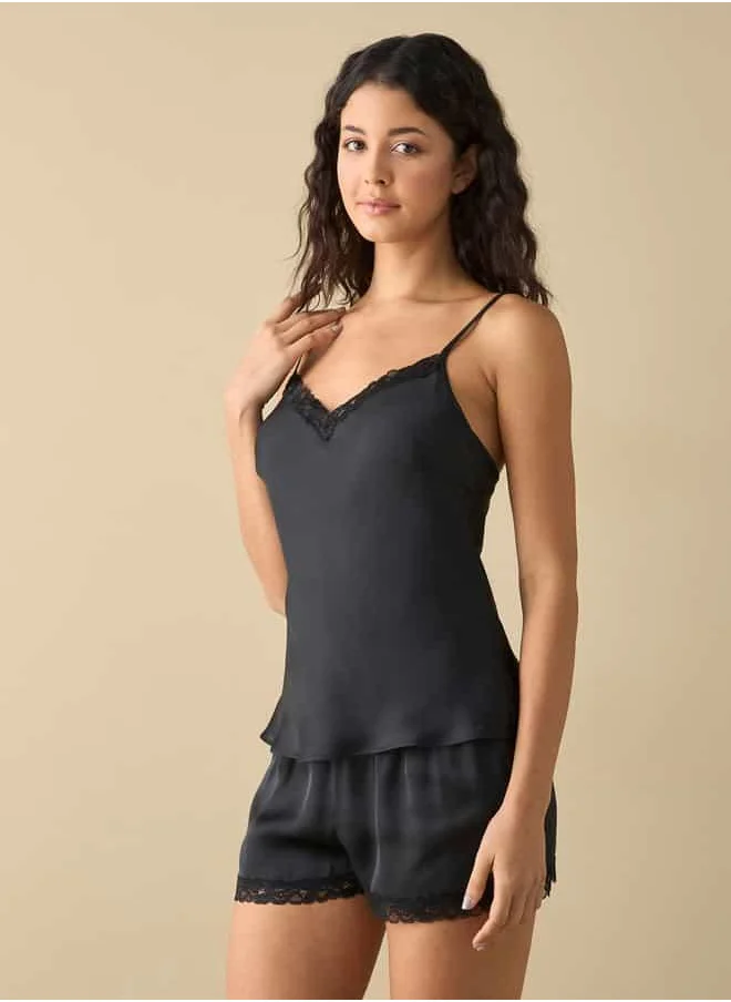 فاف Lace Detail Sleeveless Top and Shorts Set