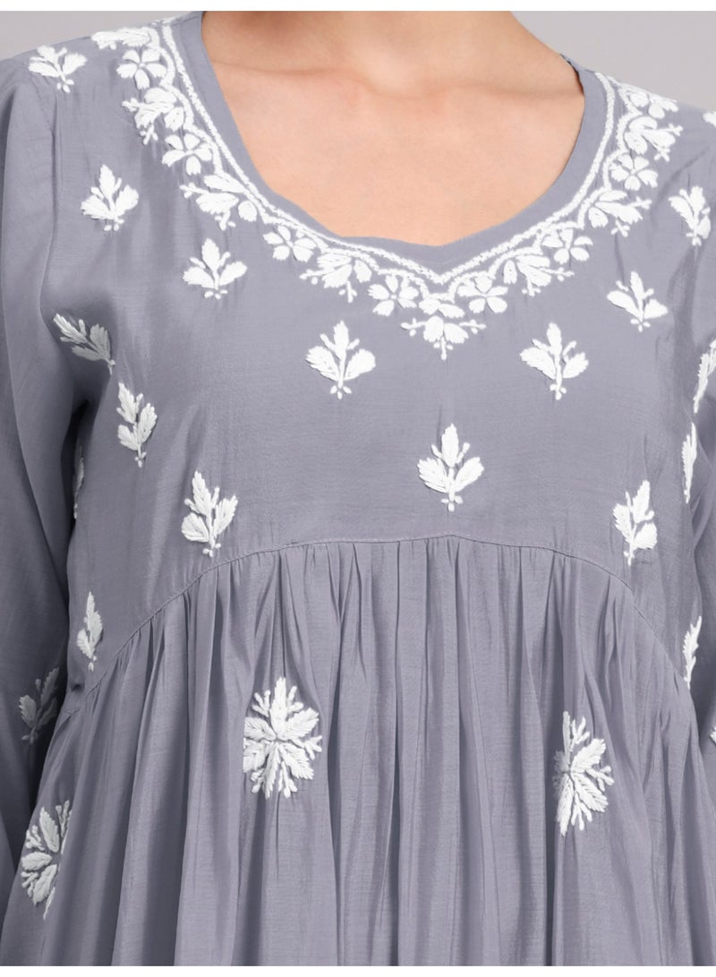 الايا جلابية شانديري مطرزة يدويًا شيكانكاري - Image 5